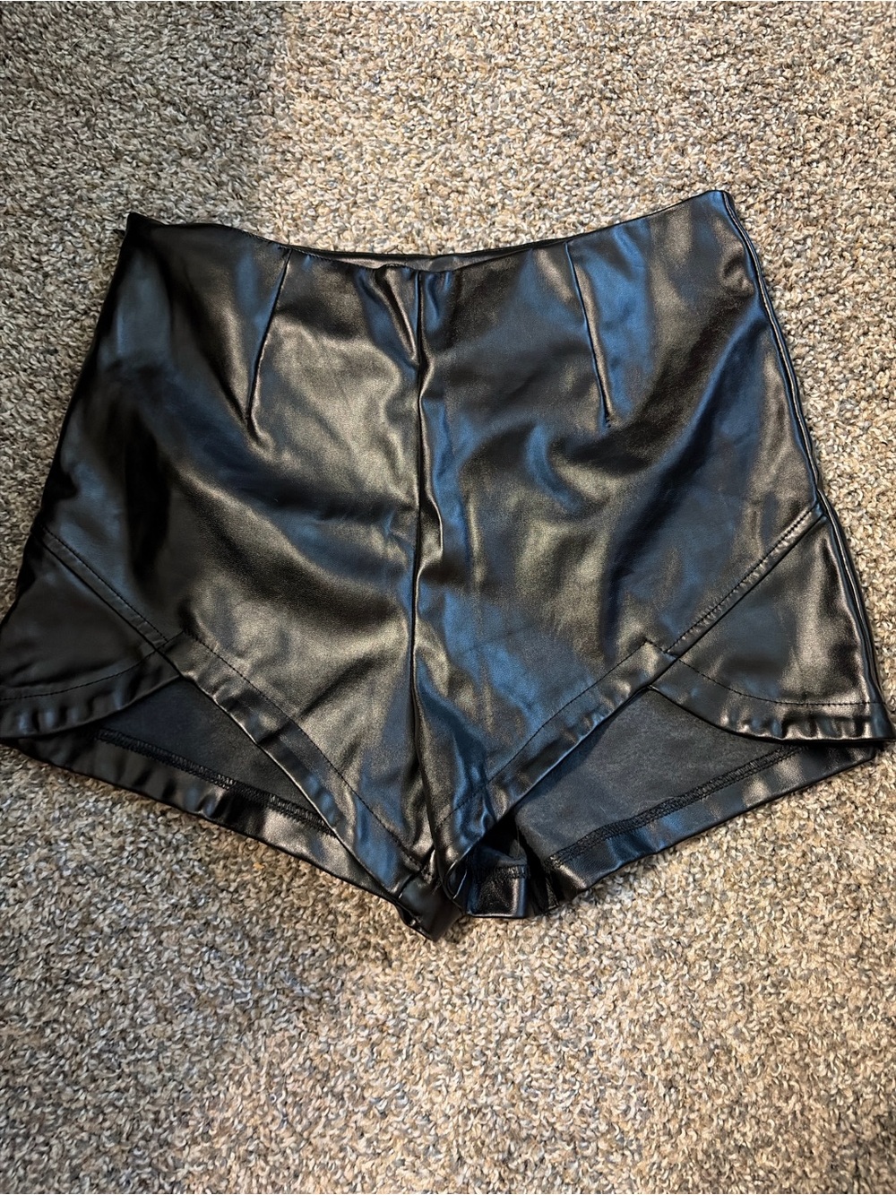 Spirit Black High-Waist Faux Leather Shorts